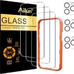 Ailun 3 Pack Screen Protector for iPhone  + 3 Pack Camera Lens Protector